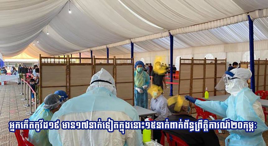 សូមប្រយ័ត្ន! អ្នកកើតកូវីដ១៩មាន១៧នាក់ទៀតក្នុងនោះ១៥នាក់ពាក់ព័ន្ធព្រឹត្តិការណ៍២០កុម្ភៈ