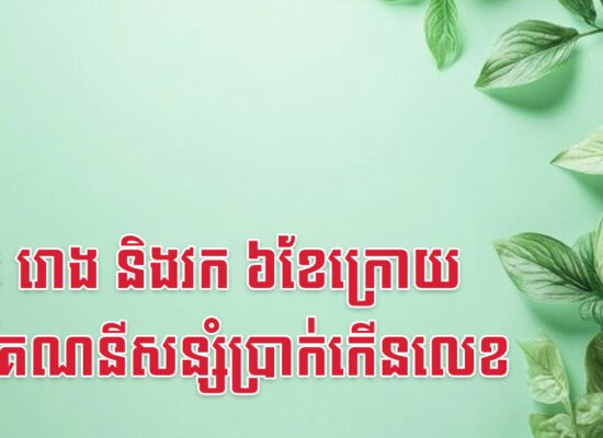 ថោះ រោង និងវក ៦ខែក្រោយ ទើបគណនីសន្សំប្រាក់កើនលេខ